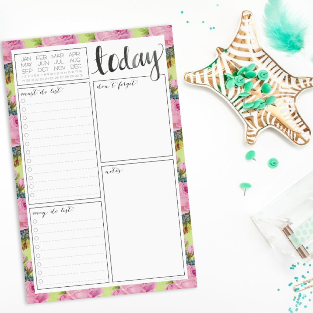 *4/$20* SET OF 2* DAILY PLANNER NOTEPAD: Romantic Flowers